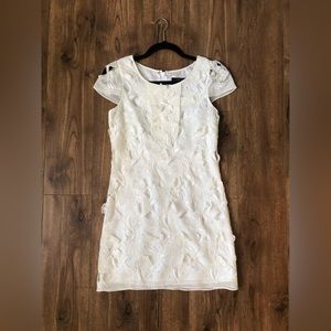 BCBGMaxAzria White/ivory lace dress, silk sheath size 0